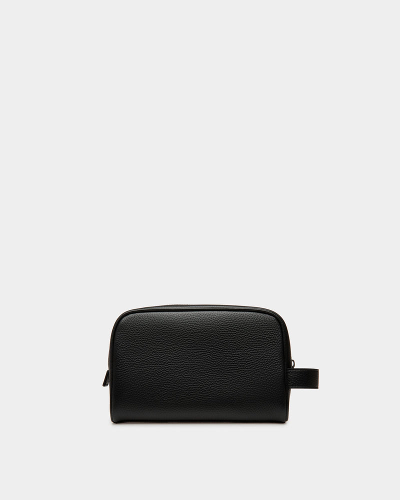 Ribbon Toiletry Bag In Black Leather