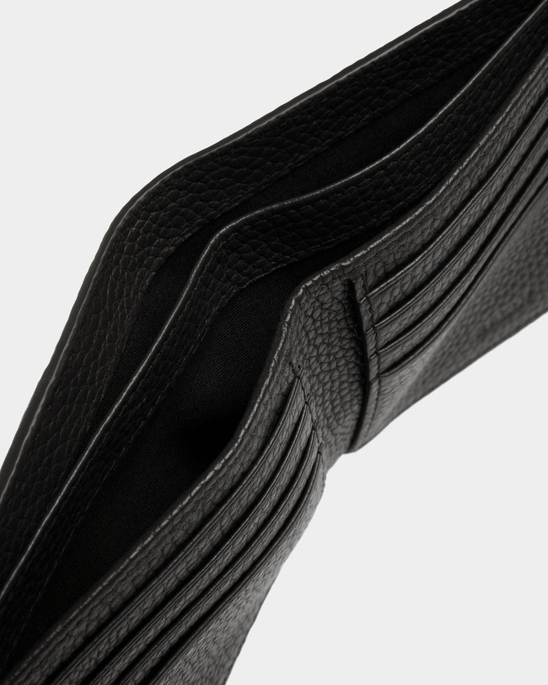 Ribbon Wallet in Black Grained Leather