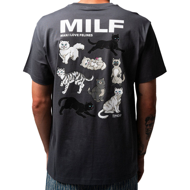 RIPNDIP Man I Love Felines T-Shirt - Charcoal II