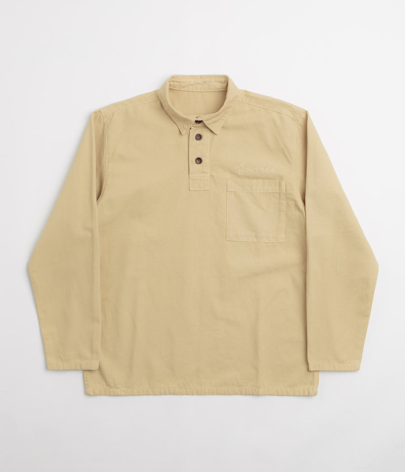 Service Works Canvas Script Popover Shirt in Pale Khaki