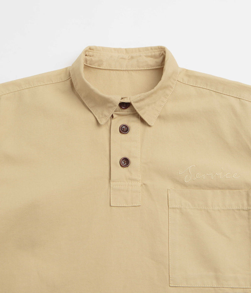 Service Works Canvas Script Popover Shirt in Pale Khaki