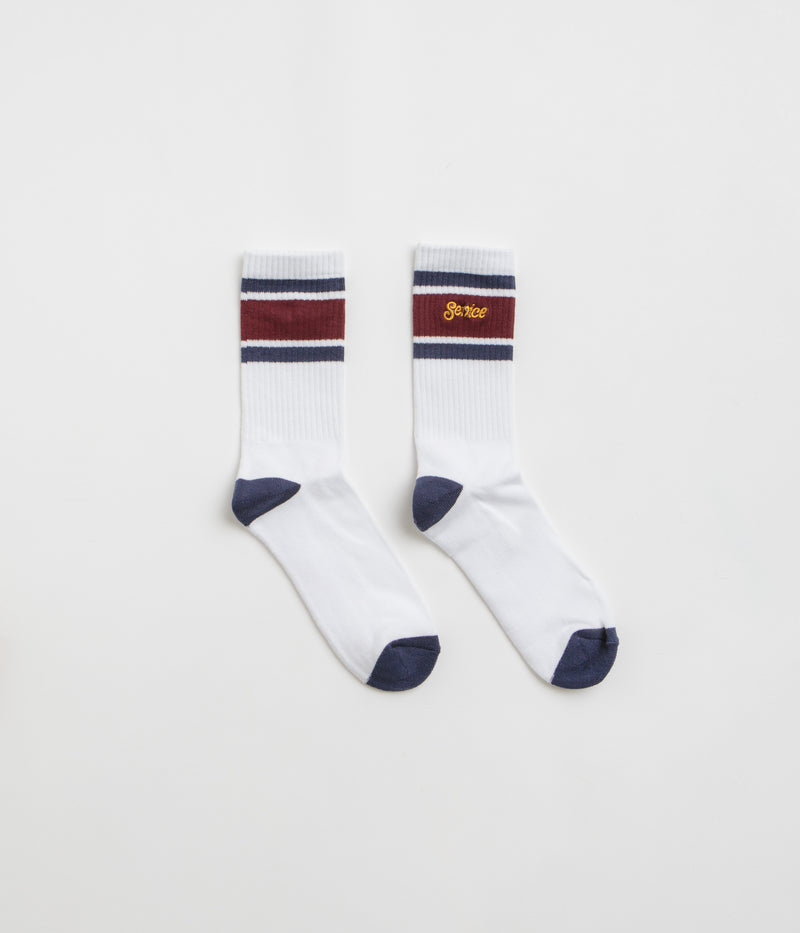 Service Works Logo Ringer Socks in White