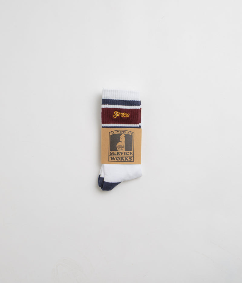 Service Works Logo Ringer Socks in White