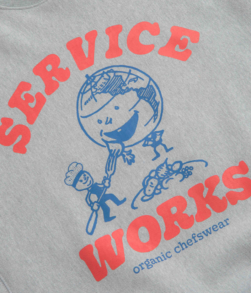 Service Works Organic Chefswear Crewneck Sweatshirt in Marl Grey