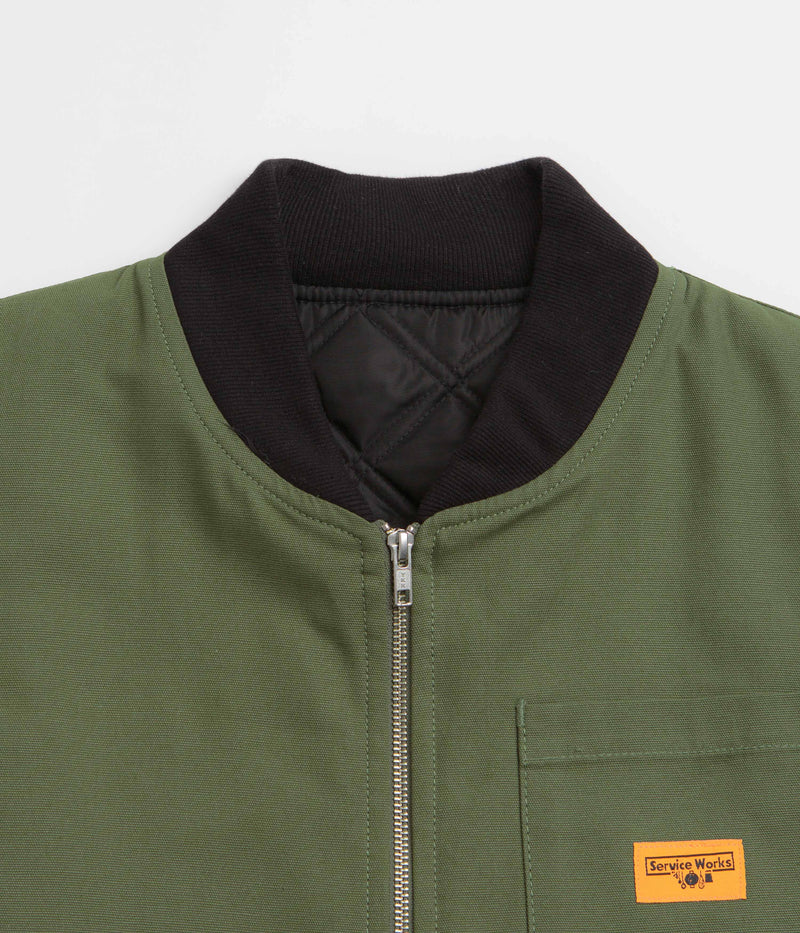 Service Works Padded Work Vest Jacket in Olive