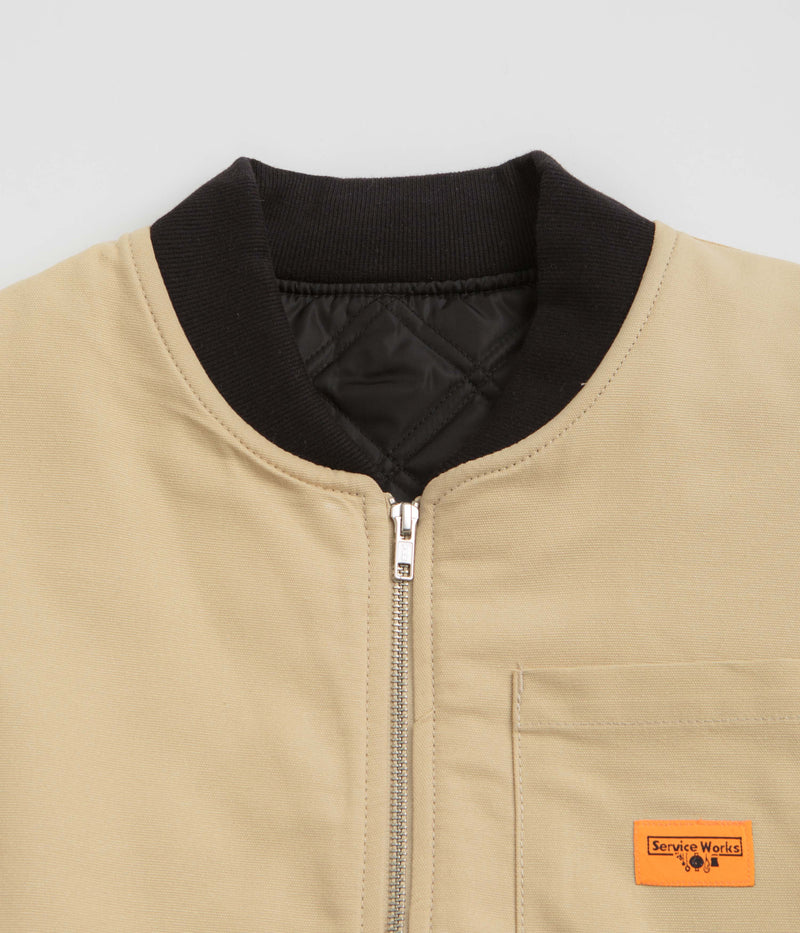 Service Works Padded Work Vest Jacket in Pale Khaki