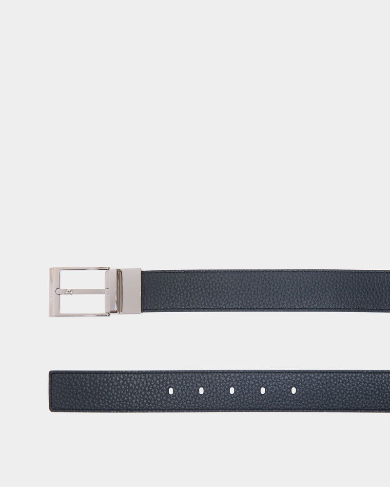 Shiffie 35mm Reversible And Adjustable Belt in Navy Blue And Black Leather