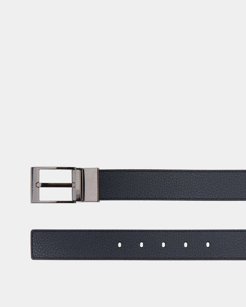 Shiffie 35mm Reversible And Adjustable Belt In Navy Blue And Black Leather