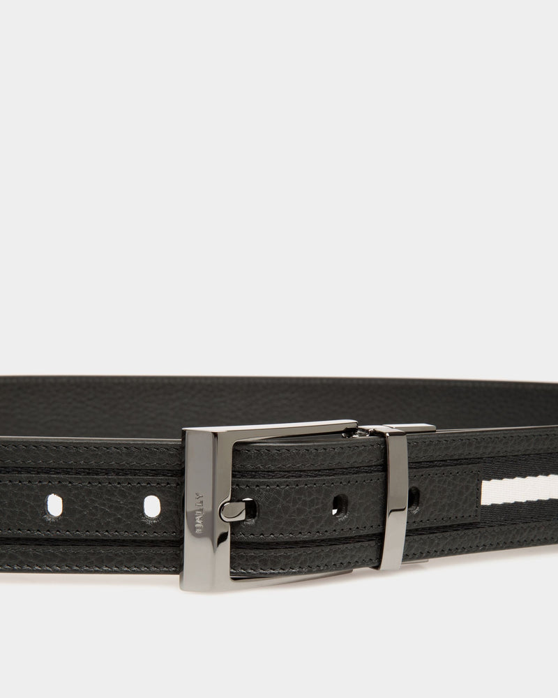 Shiffie 35mm Reversible Belt In Black And White Fabric And Leather