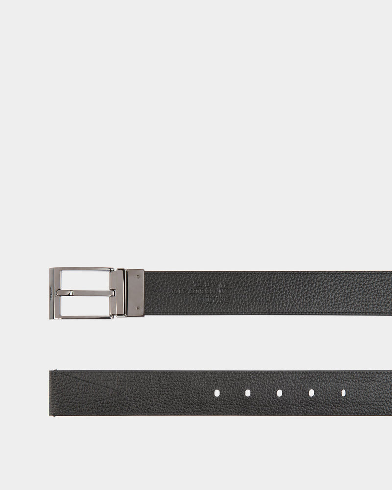 Shiffie 35mm Reversible Belt in Red and White Fabric And Black Leather