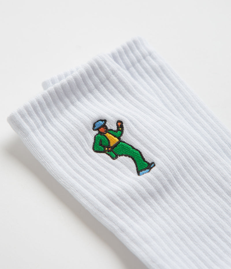 Skateboard Cafe Swing Socks in White