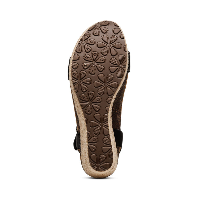 Sydney Quarter Strap Espadrille Wedge #color_black-leather