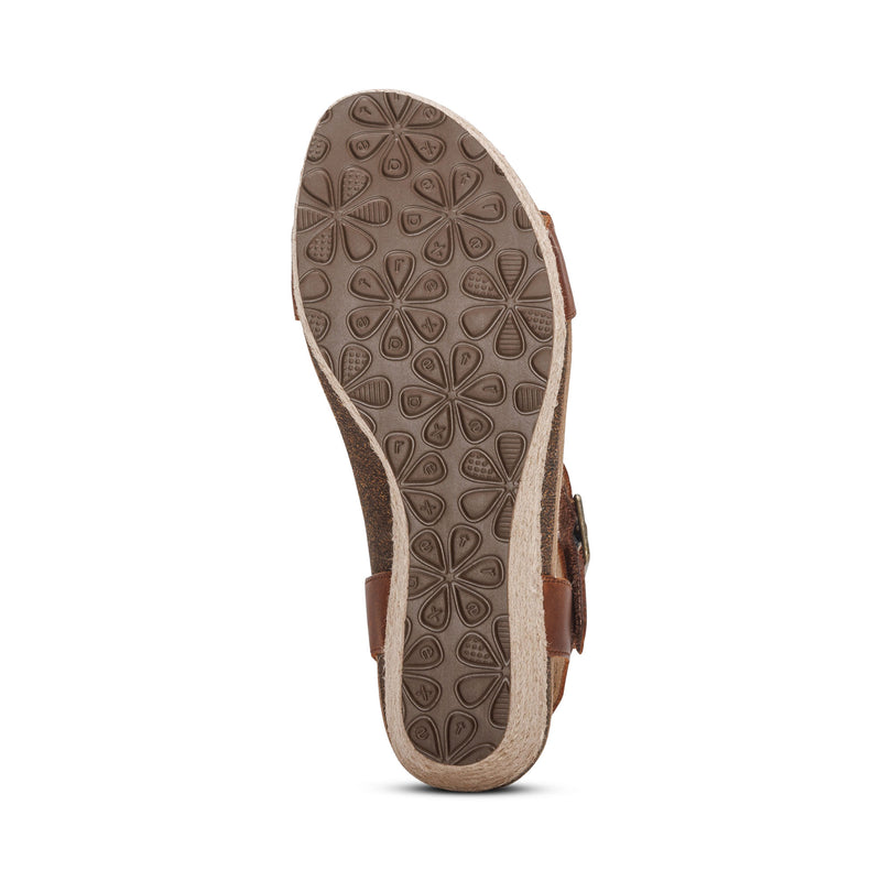 Sydney Quarter Strap Espadrille Wedge #color_cognac leather