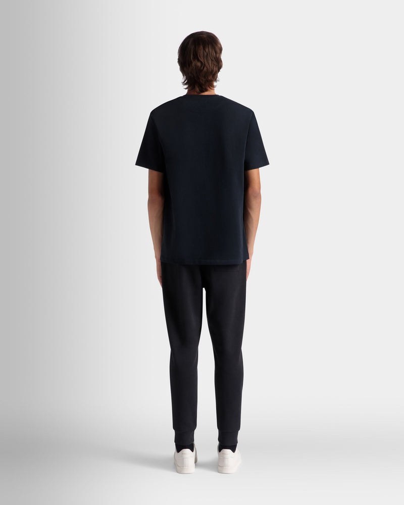 T-Shirt With a Bally Crest Logo In Navy Blue Cotton