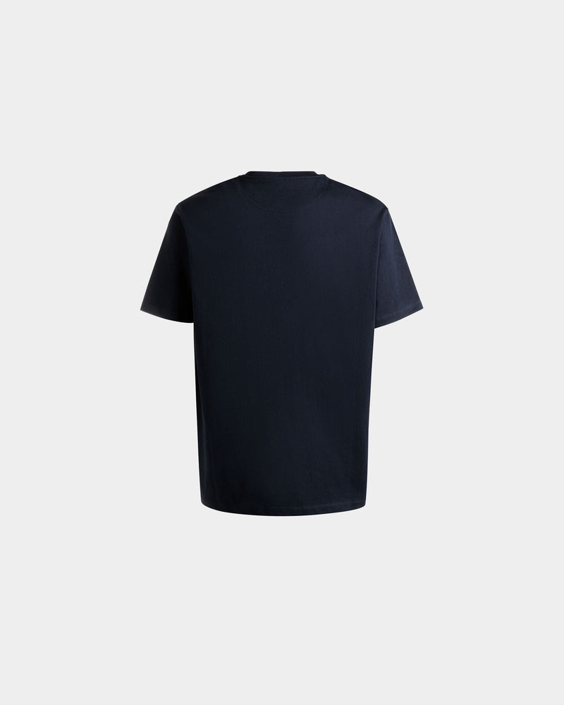 T-Shirt With a Bally Crest Logo In Navy Blue Cotton