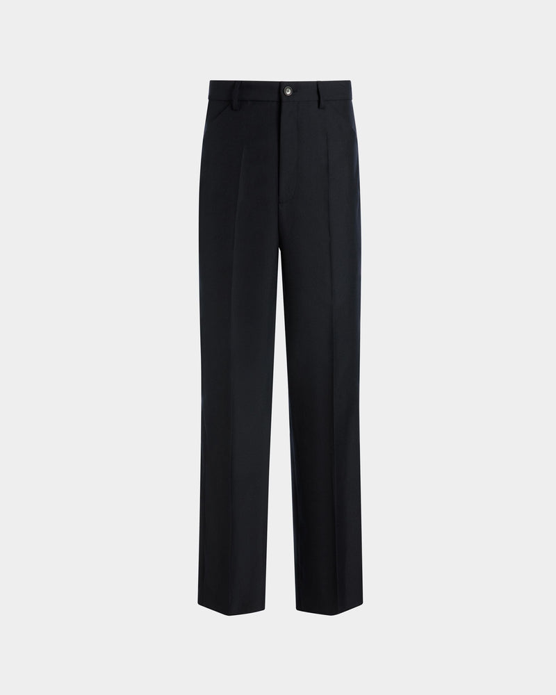 Tailored Pants in Navy Blue Wool Blend