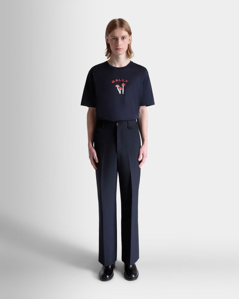 Tailored Pants in Navy Blue Wool Blend