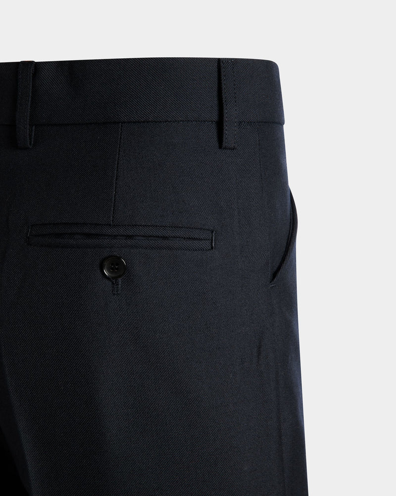 Tailored Pants in Navy Blue Wool Blend