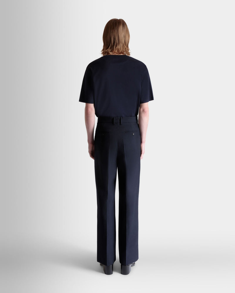Tailored Pants in Navy Blue Wool Blend