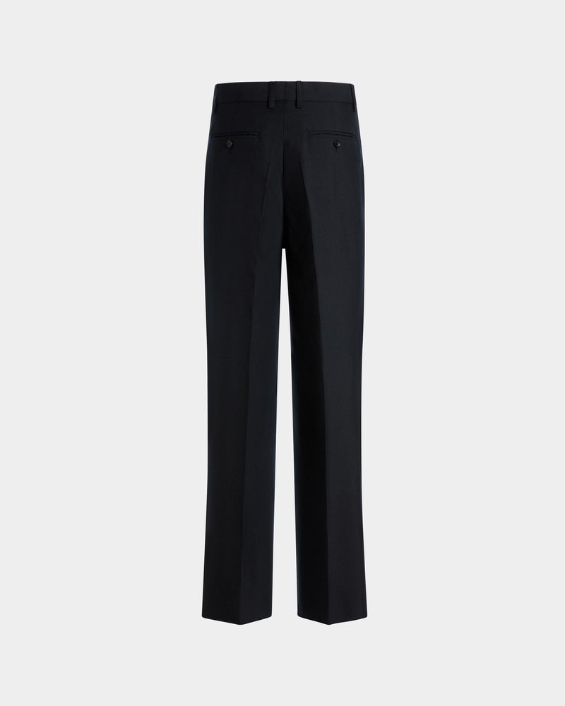 Tailored Pants in Navy Blue Wool Blend