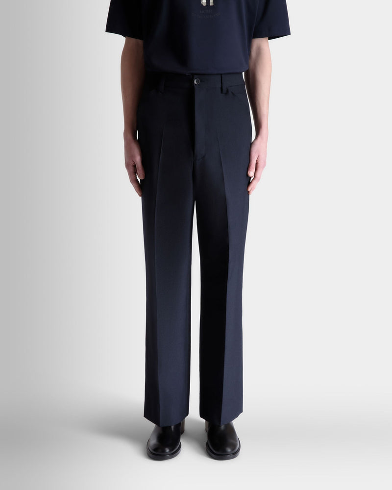 Tailored Pants in Navy Blue Wool Blend