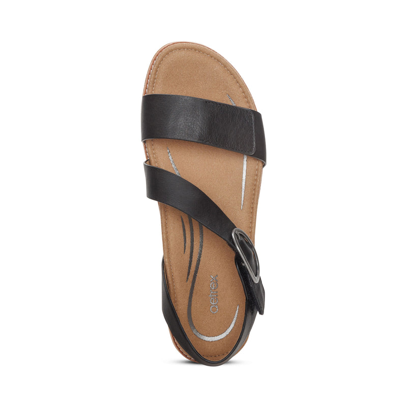 Tamara Asymmetrical Quarter Strap Sandal #color_black