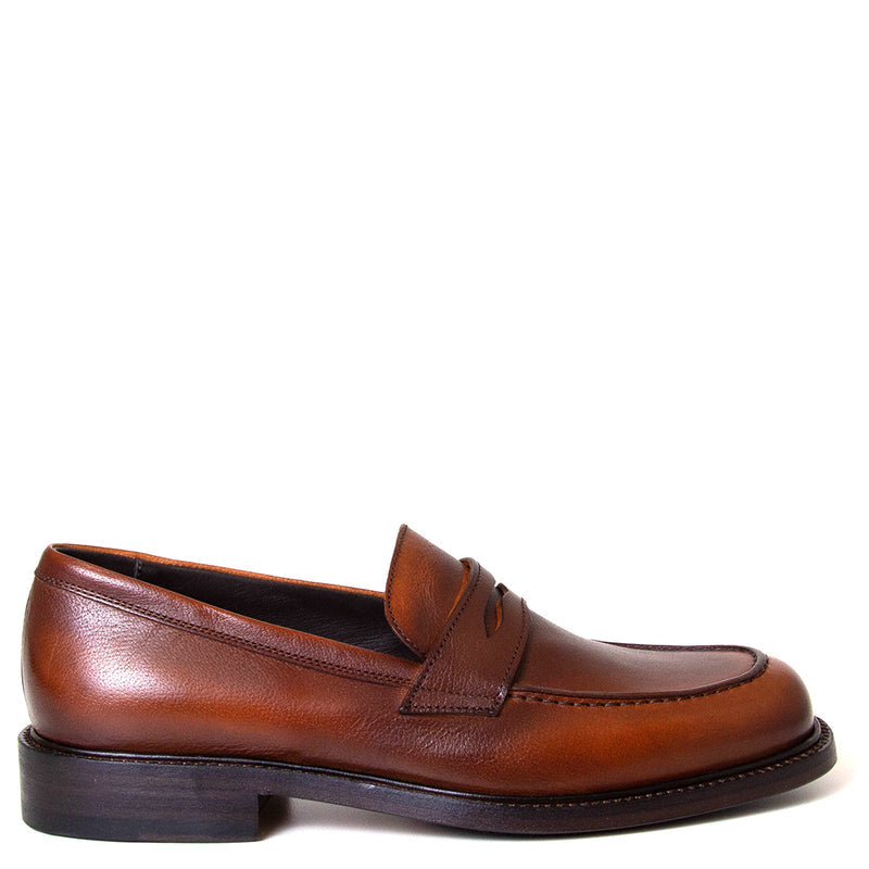 Pantanetti 18022E Tanbark. Women's brown leather loafer . Made in Italy.