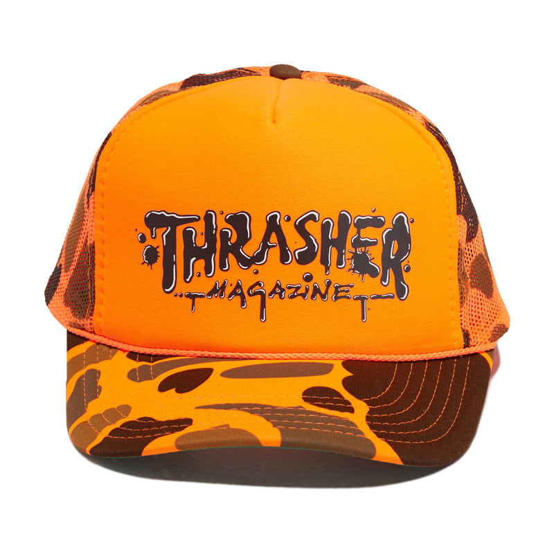 Thrasher Wet Paint Trucker Hat - Orange Camo