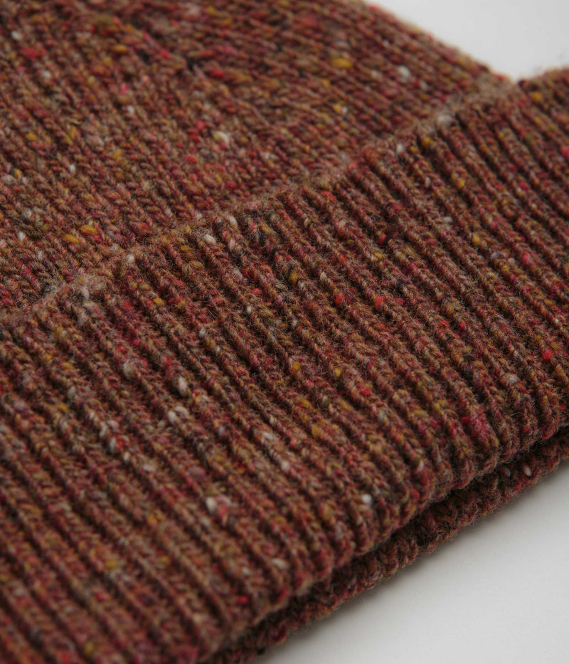 Uskees 4003 Speckled Donegal Wool Beanie in Brick Red