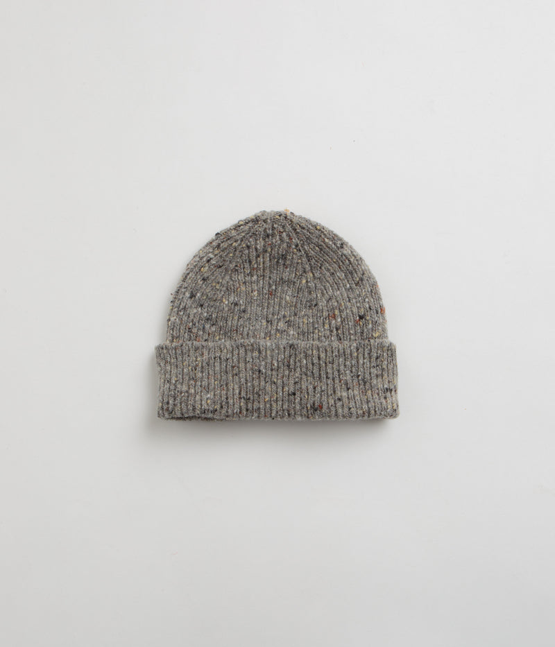 Uskees 4003 Speckled Donegal Wool Beanie in Silver Grey