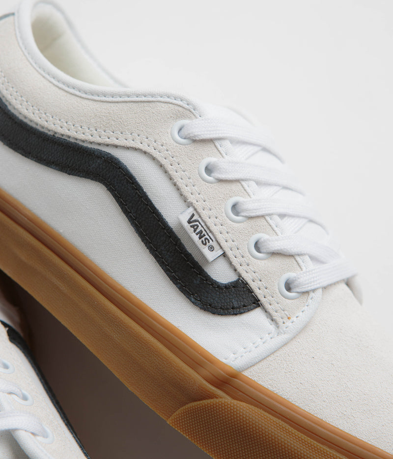 Vans Skate Chukka Low Sidestripe Shoes in White and Black / Gum