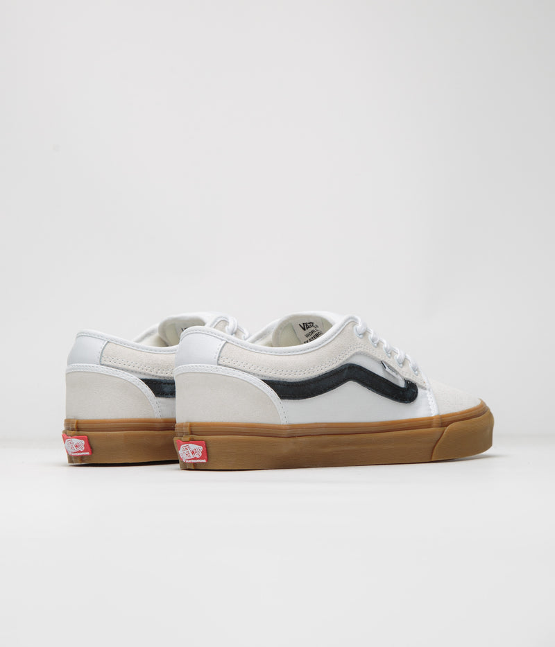 Vans Skate Chukka Low Sidestripe Shoes in White and Black / Gum