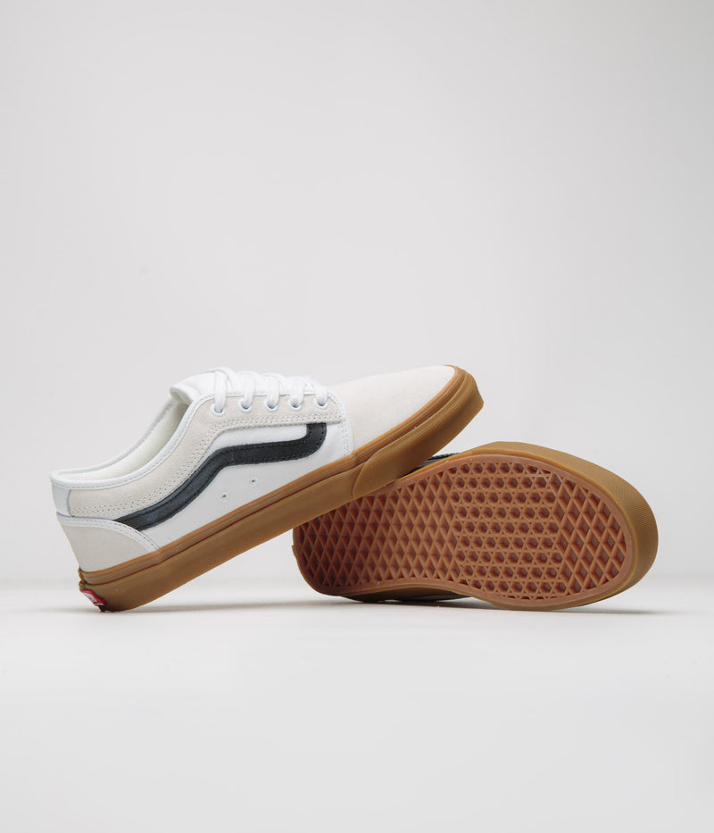 Vans Skate Chukka Low Sidestripe Shoes in White and Black / Gum