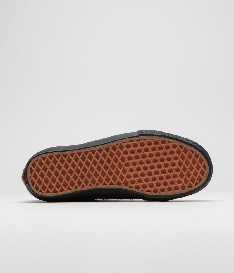 Vans Skate Old Skool Shoes in Hairy Suede Black and Burgundy