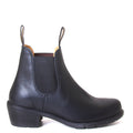 Blundstone Women's 16371 Chelsea Boot  in Black. Built to last. Perfect of everyday wear. Durable material, with comfortable shock absorption insole. Rubber sole. Side view.