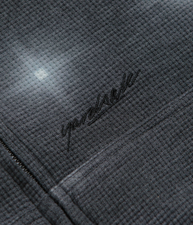 Yardsale Reversible Thermal Hoodie in Black and Charcoal