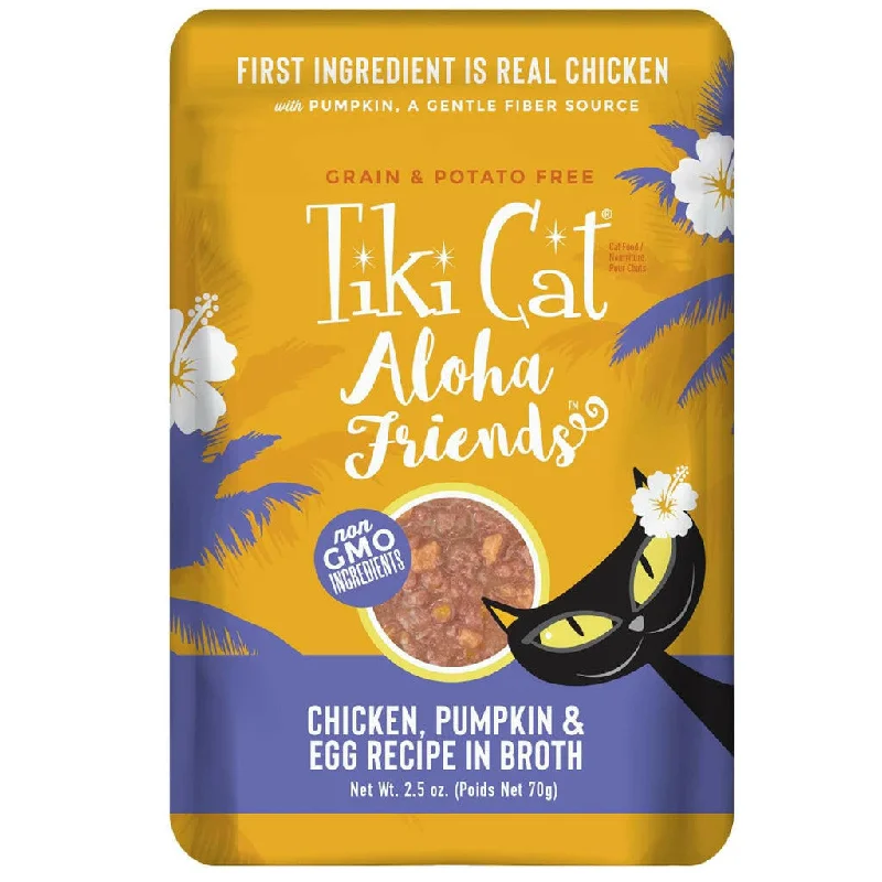 Tiki Cat Aloha Friends Chicken, Pumpkin & Egg in Broth Grain-Free Wet Food For Cats (2.5 oz x 12 pouches)