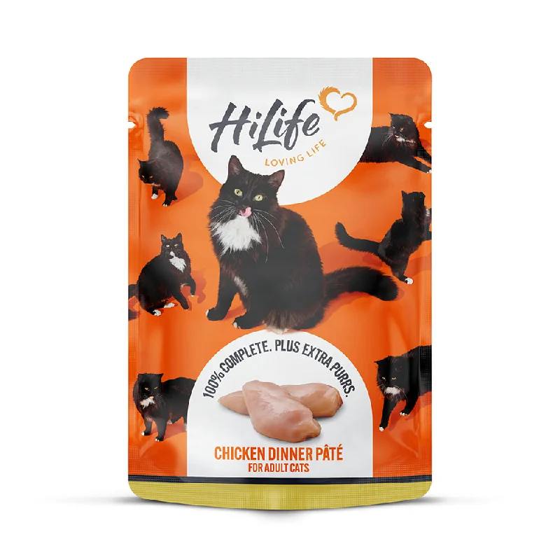 HiLife Adult Cat Chicken Dinner Pâté 70g Pouches - 18 Pack