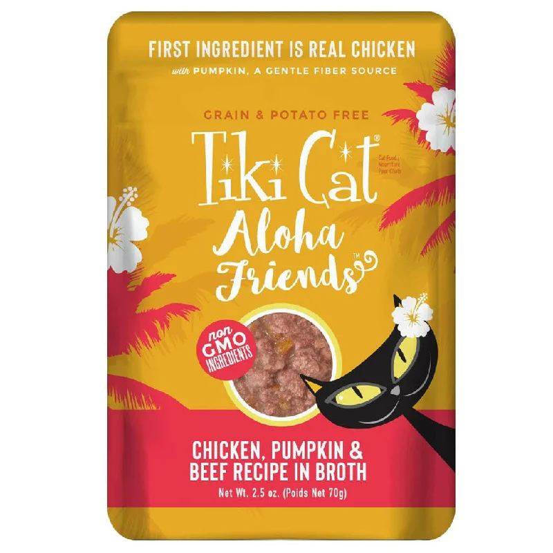 Tiki Cat Aloha Friends Chicken, Pumpkin & Beef in Broth Grain-Free Wet Food For Cats (2.5 oz x 12 pouches)