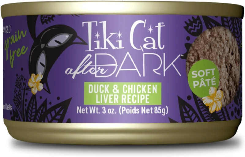 Tiki Cat After Dark Duck & Chicken Liver Pate Grain-Free Wet Food for Cats (3 oz x 12 cans )