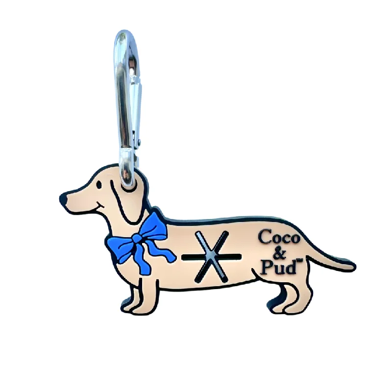 Poop Bag Carrier -  Dachshund with Blue Bow