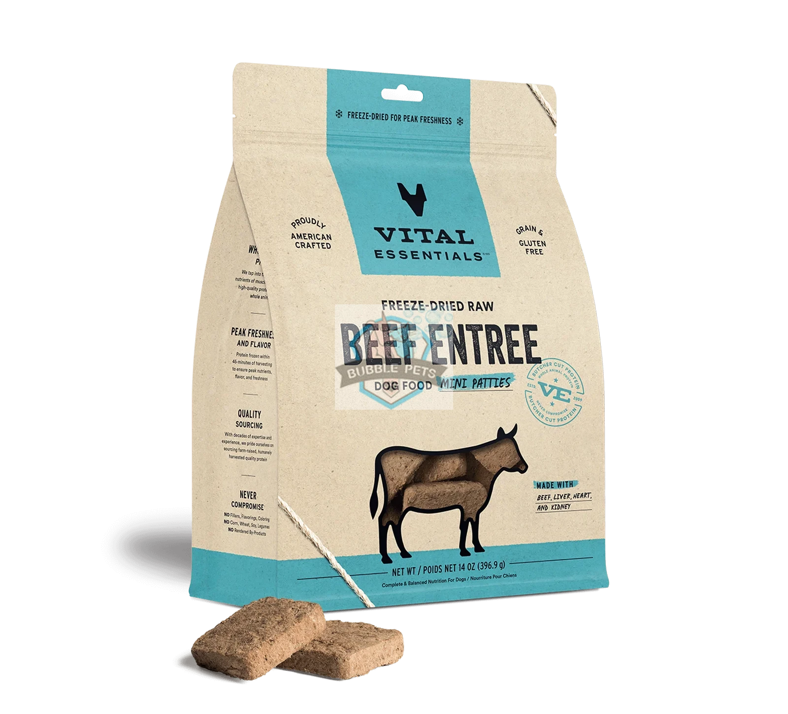 (3 PKTS BUNDLE) Vital Essentials Freeze Dried Mini-Patties for Dogs [14oz]