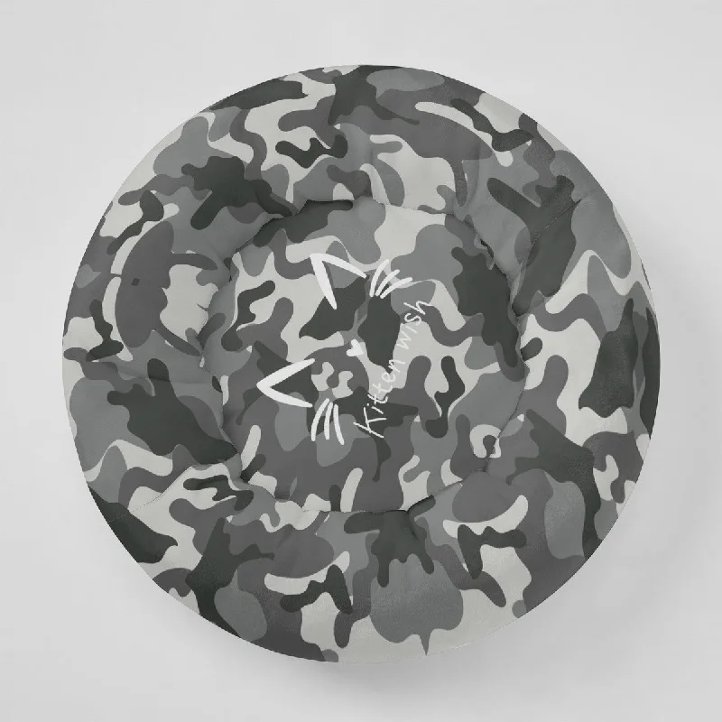 Camouflage Flannel Round Cat Bed