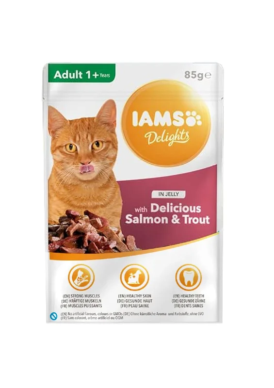 IAMS Delights Adult Delicious Salmon &Trout in Jelly 85G