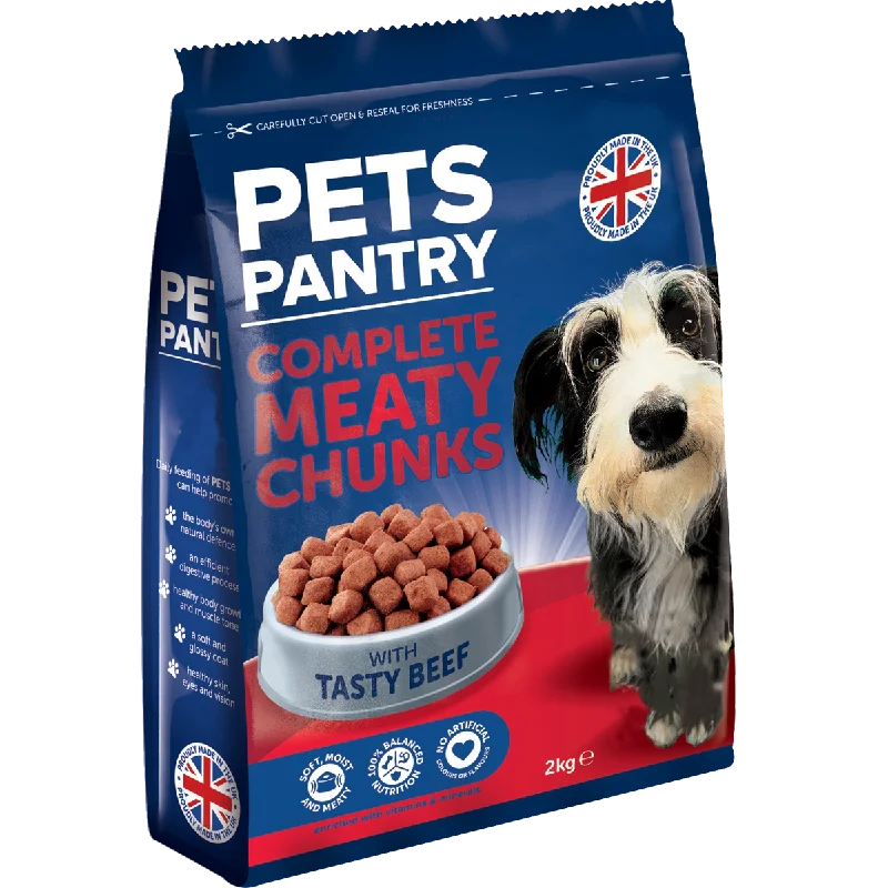 Pets Pantry Adult Dogs Complete Meaty Chunks with Tasty Beef - 2kg or 8kg