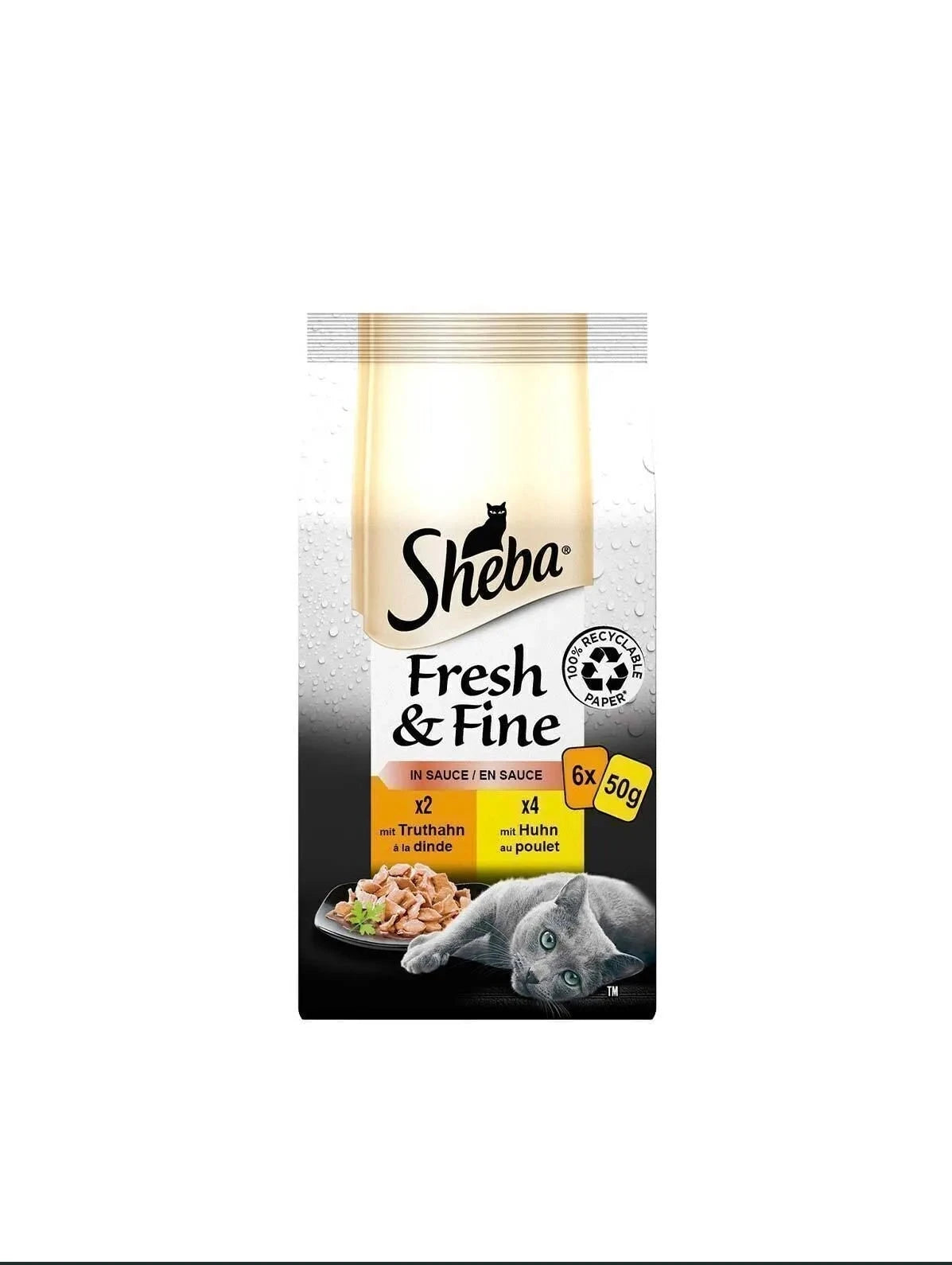 SHEBA Fresh & Fine Chicken and Turkey Selection Wet Food 300 g (6x50g)