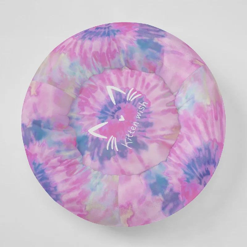 Tie Dye Flannel Round Cat Bed