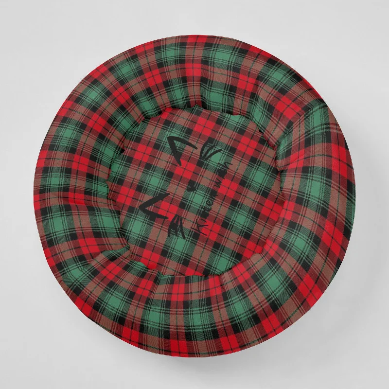 Christmas Plaid Flannel Round Cat Bed