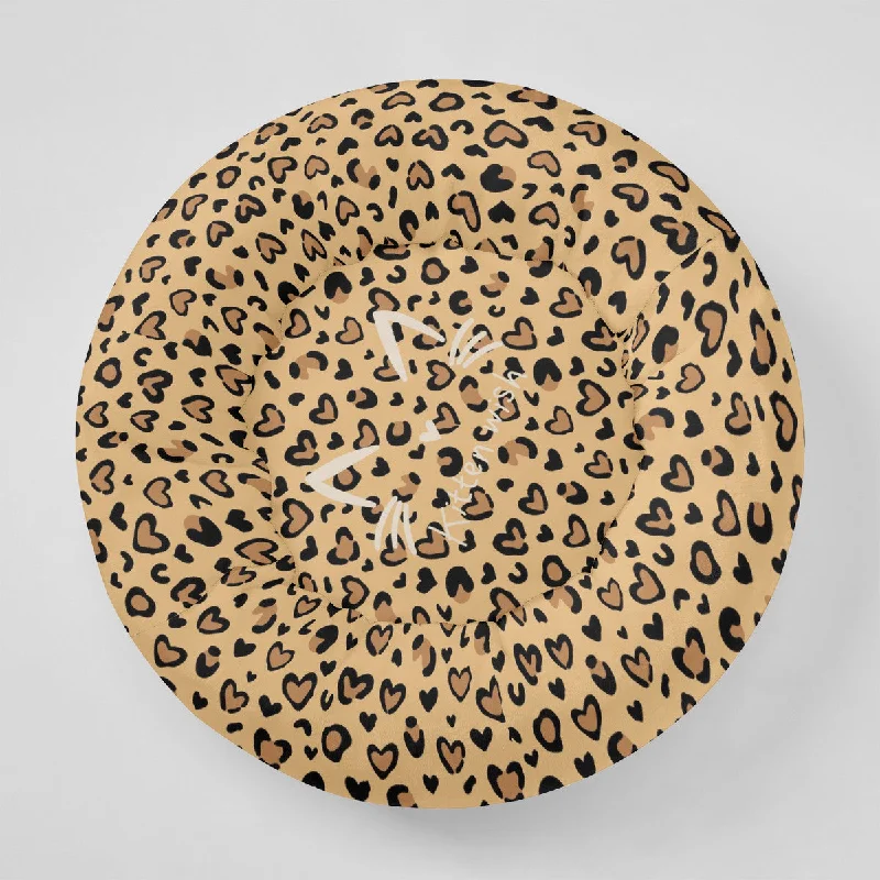 Leopard Flannel Round Cat Bed