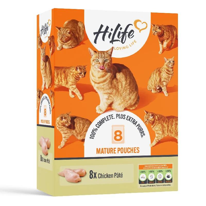 HiLife Mature Cat Chicken Pâté 70g Pouch - 8 or 32 Pack